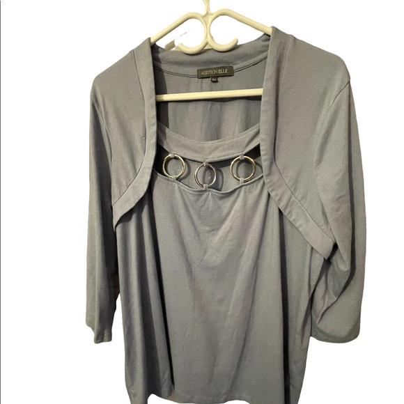 Addition Elle Plus Size 2X XL Blue 3/4 Length Sleeve Top - Picture 7 of 11